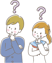 頭上にはてなを浮かべる学生のイラスト